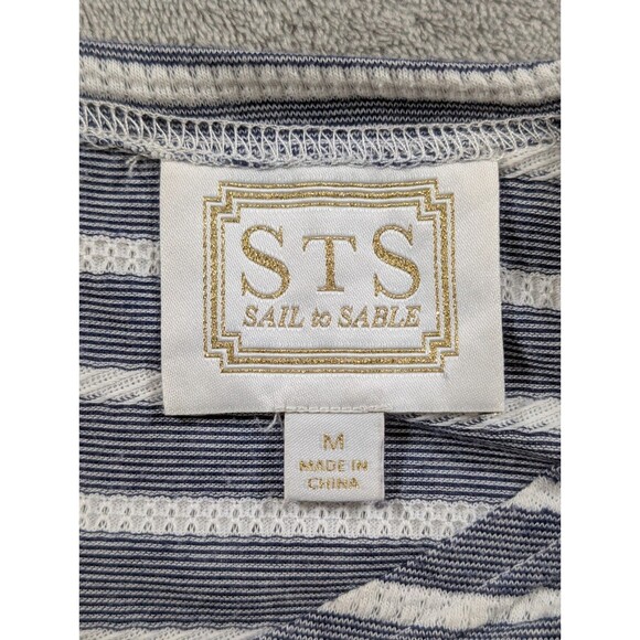 Sail to Sable STS Dress Womens M Blue White Stripe Preppy Coastal Knit Zip - Picture 6 of 11